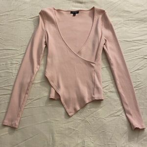 Topshop Low V neck long sleeve